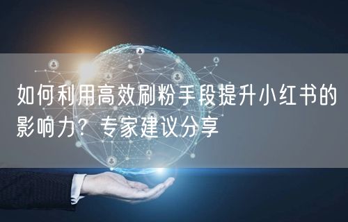 如何利用高效刷粉手段提升小红书的影响力？专家建议分享