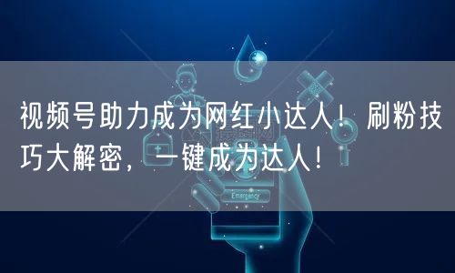 视频号助力成为网红小达人！刷粉技巧大解密，一键成为达人！