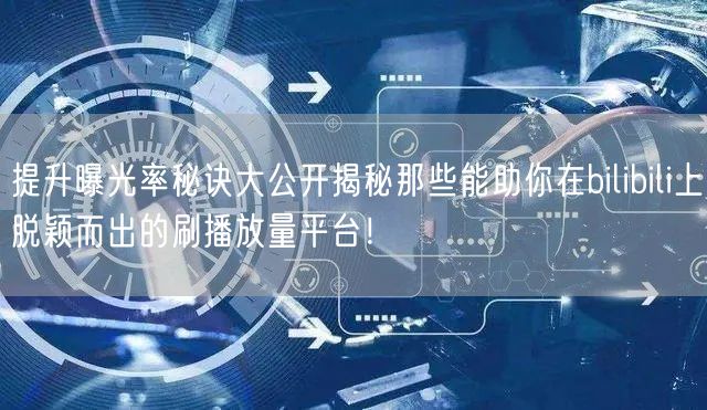 提升曝光率秘诀大公开揭秘那些能助你在bilibili上脱颖而出的刷播放量平台！